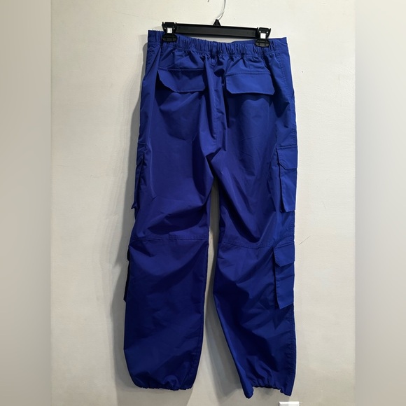 Women’s  Blue Cargo Pants trendy fall bright size large minimal neutral boho - Picture 15 of 16